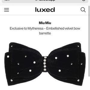 Miu Miu Black Rhinestone Velvet Barrette Bow